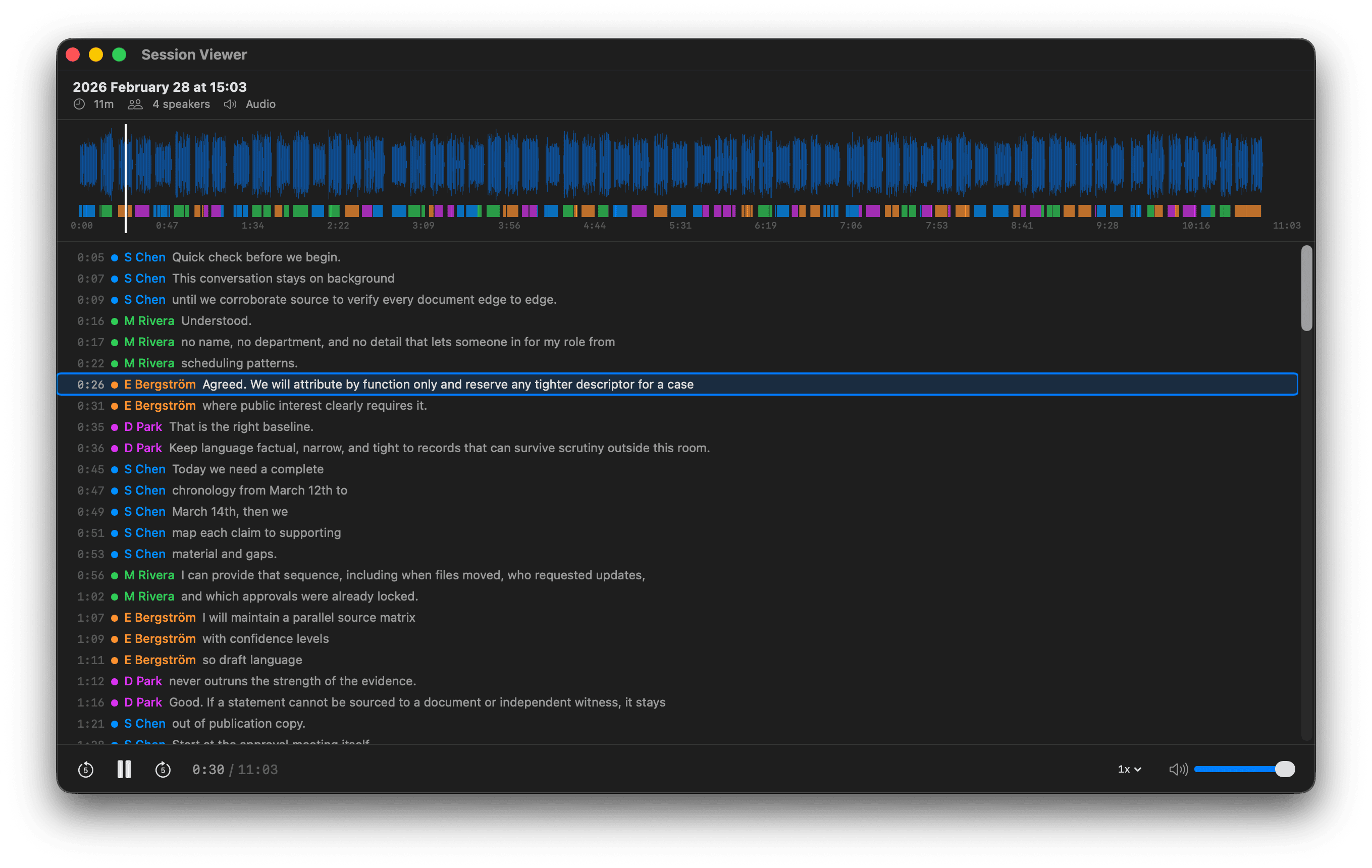 Session Viewer transcript variant at a different timeline position